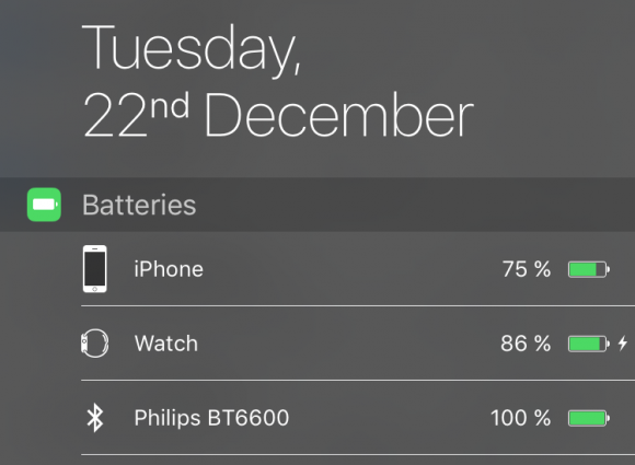 Заряд аккумулятора Philips BT6600B на экране iPhone