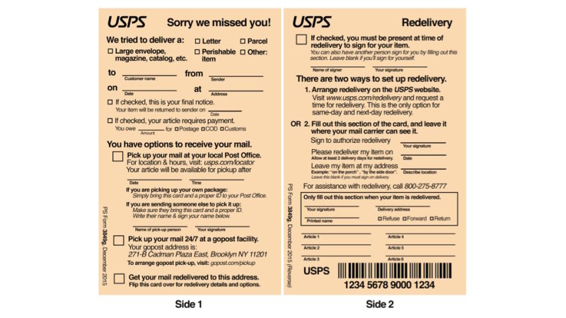 Someone Redesigned the USPS Package Delivery Slip, Thank God