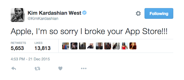 Kim Kardashian Says Her App Broke the App Store, Apple Disagrees
