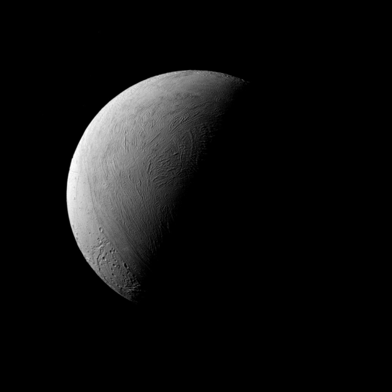 A Half-Lit Enceladus Looks Stunning In This Latest Image From Cassini