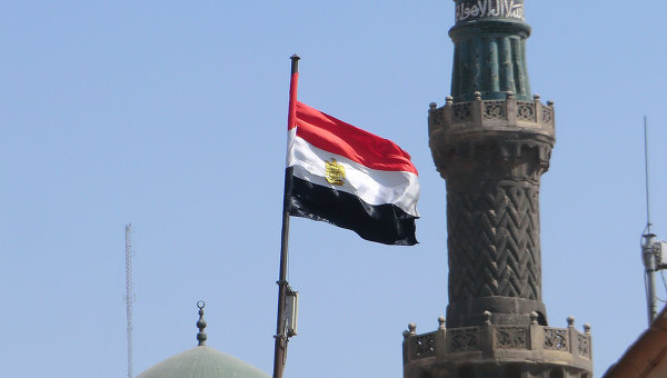 Флаг Египта на фоне мечетей. Архивное фото