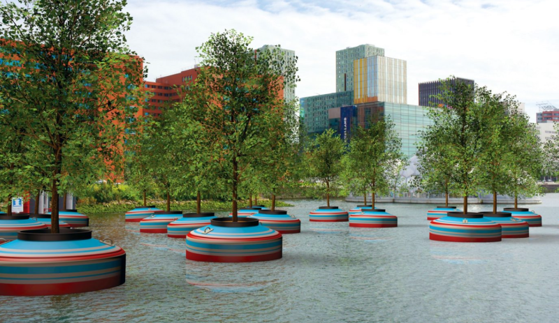 A Floating Forest Will Add Instant Greenery to Rotterdam's Harbor