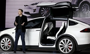 Tesla Motors CEO Elon Musk introduces the Model X electric sports-utility vehicles in 2015.