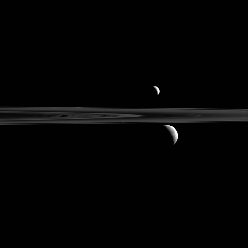 Can You Find the Third Moon in this Glorious View from Saturn?