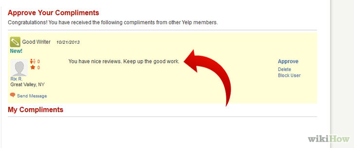 Image titled Accept or Decline a Compliment on Yelp Step 4