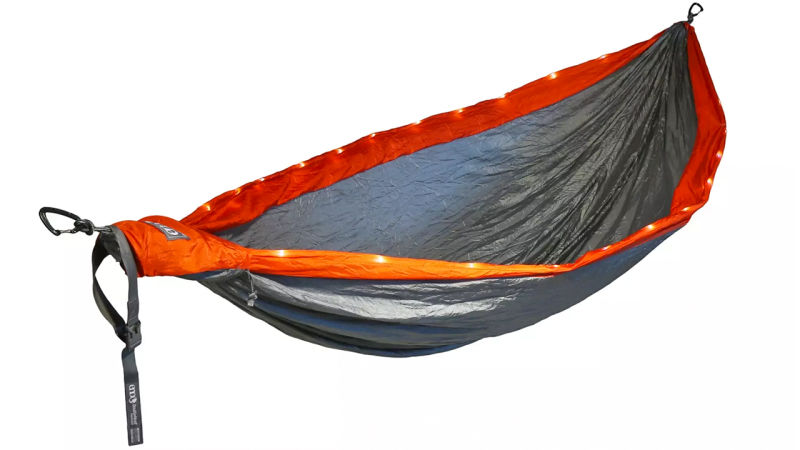 A Hammock With LED Lighting and Inflatable Mattress Sounds Like a Hanging Hotel Room