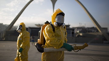 Медработники распыляют инсектициды для борьбы с комарами, переносящими вирус Зика, в Рио-де-Жанейро, Бразилия. Архивное фото