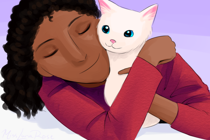 Image titled Woman Hugging Cat.png