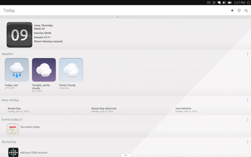 Таков главный экран Ubuntu Touch