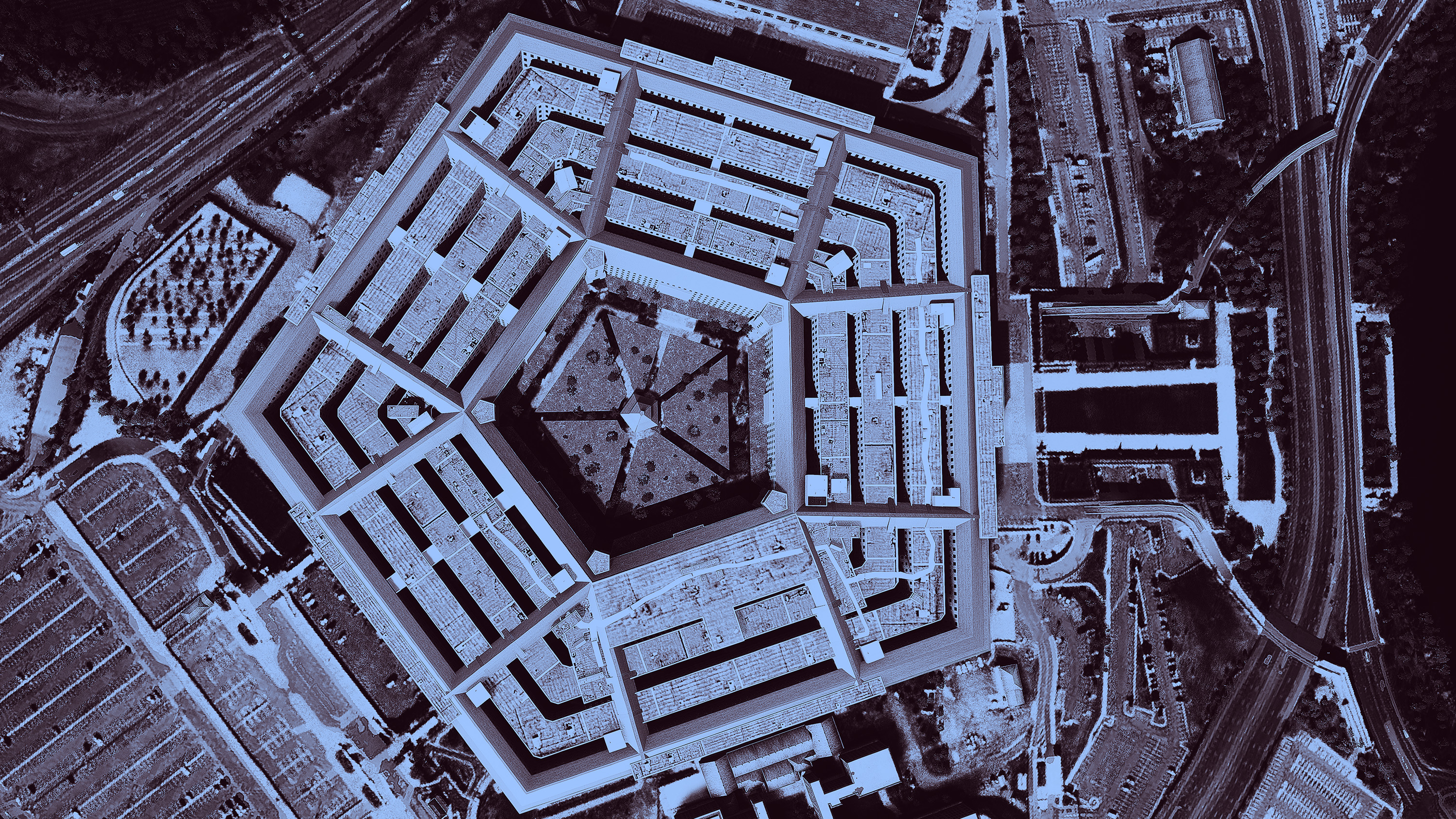 3D-drönare satellitvy av Pentagon-byggnaden Washington DC USA