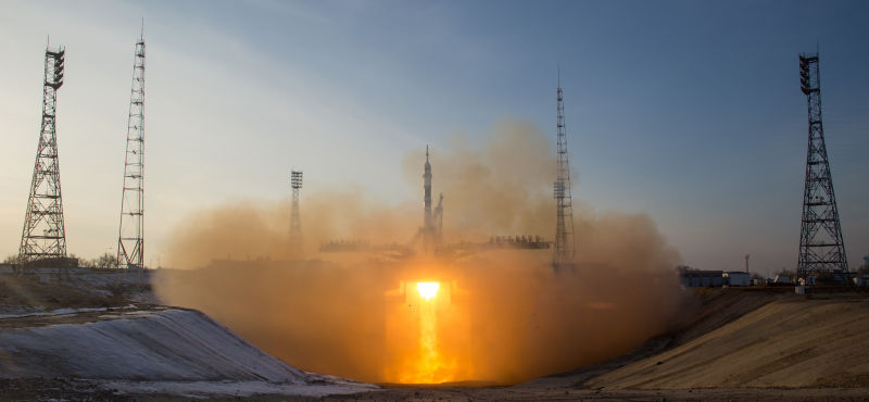 Here's a Rare View of the Soyuz Launch From the Hellish Flame Trench