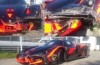 Orange-and-black Ferrari FXX makes a topper on the circuit