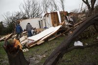 Dit huis in Rowlett in Texas is compleet verwoest door een Tornado.