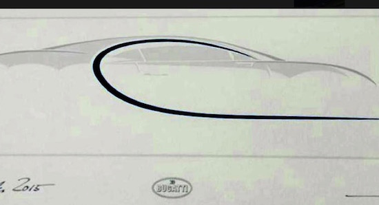 Met deze schets probeert Bugatti de Chiron te verkopen
