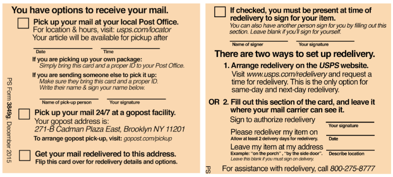 Someone Redesigned the USPS Package Delivery Slip, Thank God