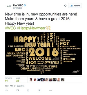 FIA World Endurance Championship loses its sense of timing with this early new year tweet.