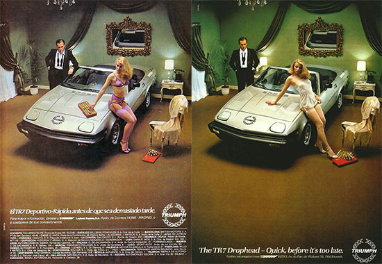 Triumph prijst TR7 aan met vrouwen