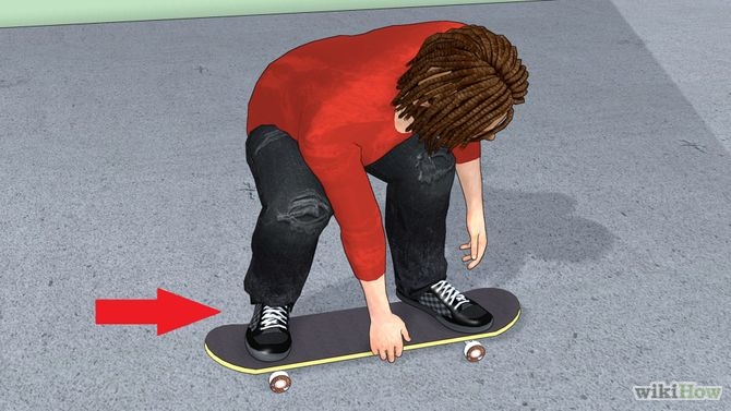 Image titled 180 Boneless on a Skateboard Step 1