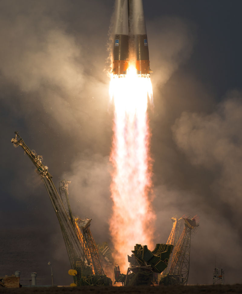 Here's a Rare View of the Soyuz Launch From the Hellish Flame Trench