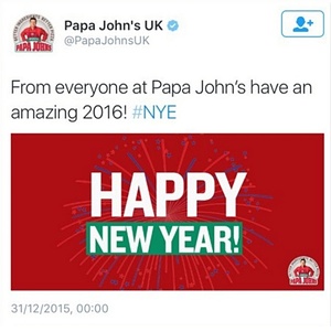 Papa John’s thinks it is 2016 already.