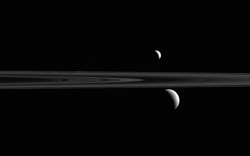 Can You Find the Third Moon in this Glorious View from Saturn?