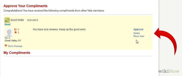 Image titled Accept or Decline a Compliment on Yelp Step 5