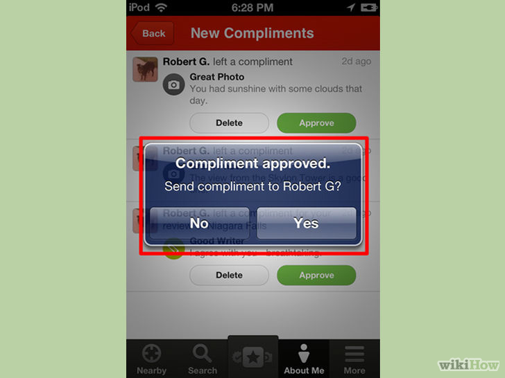 Image titled Accept or Decline a Compliment on the Yelp for iPhone App Step 8