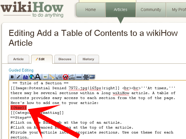 Image titled Add a Table of Contents to a wikiHow Article Step 5