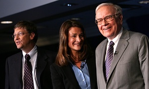 Bill and Melinda Gates and Warren Buffett (right) are among the world’s most charitable business moguls.