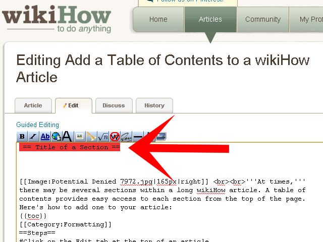Image titled Add a Table of Contents to a wikiHow Article Step 4Bullet1