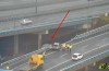 Truck crashes through guardrail on the A10 and lands 4 metres below