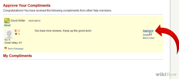 Image titled Accept or Decline a Compliment on Yelp Step 6