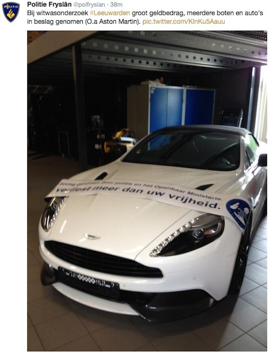 Politie showt Aston Martin op Twitter na inbeslagneming