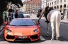 Police horse vs. Lamborghini Aventador