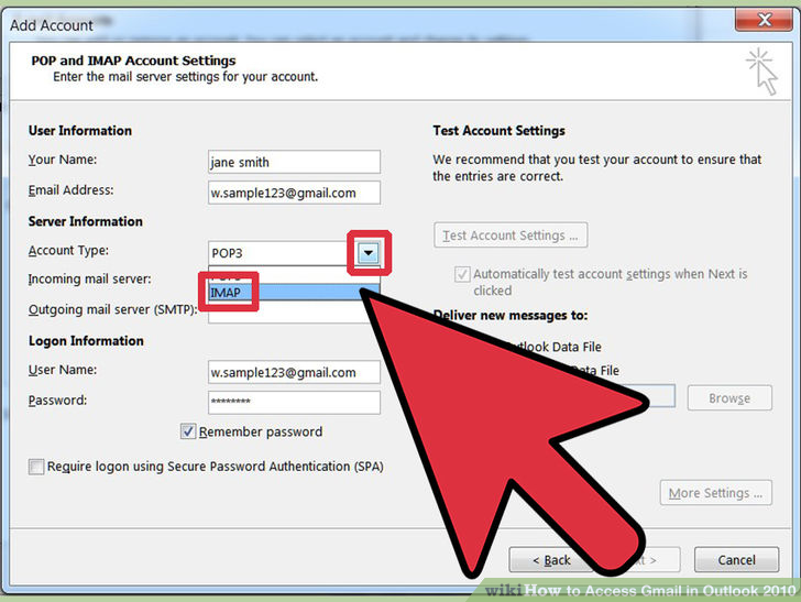 Image titled Access Gmail in Outlook 2010 Step 14