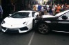 Mercedes C-class gives the Aventador an expensive kiss