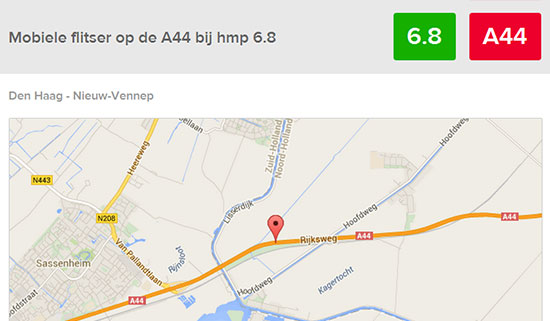 Mobiele flitser veroorzaakt file A44