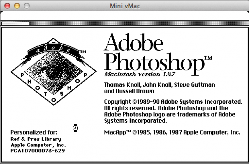 Заставка при загрузке Photoshop 1.0