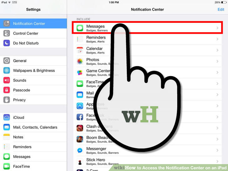 Image titled Access the Notification Center on an iPad Step 4
