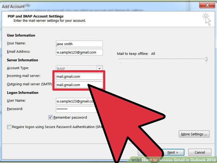 Image titled Access Gmail in Outlook 2010 Step 15