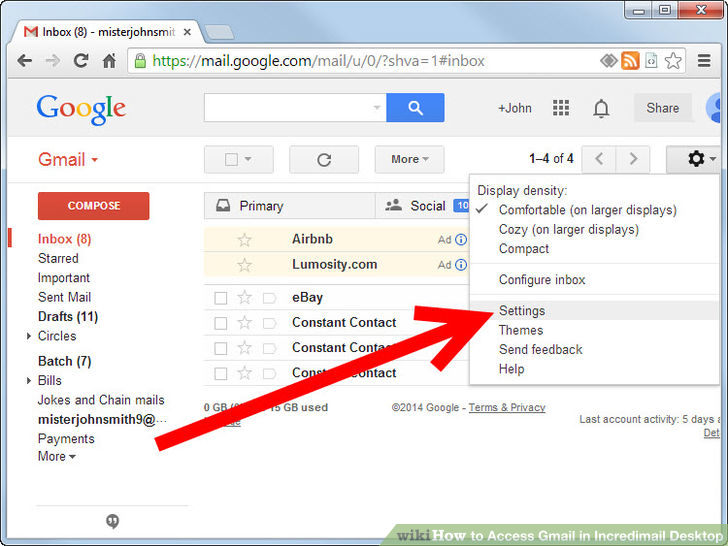 Image titled Access Gmail in Incredimail Desktop Step 2