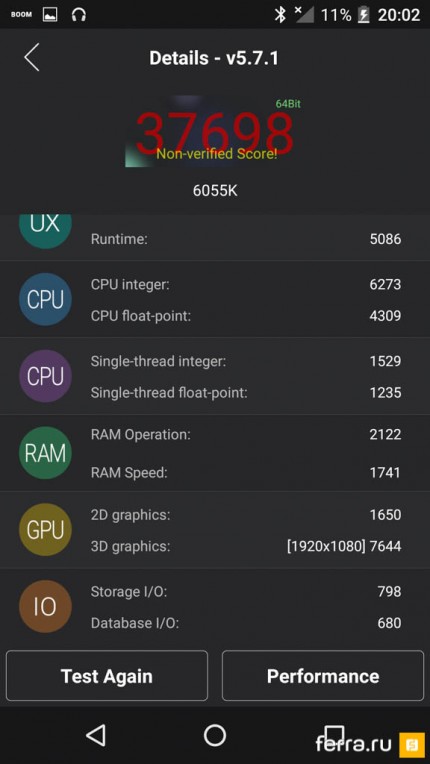 Результаты Alcatel Idol 4 в Antutu Benchmark 5.7