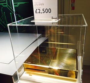 Yours for just £2,500: the gold-plated Xbox One in the Harrods sale.