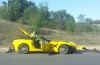 The first crashed customer Corvette Stingray is a yellow
