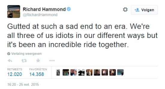 Tweet van Richard Hammond
