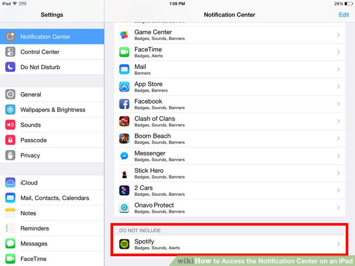 Image titled Access the Notification Center on an iPad Step 6