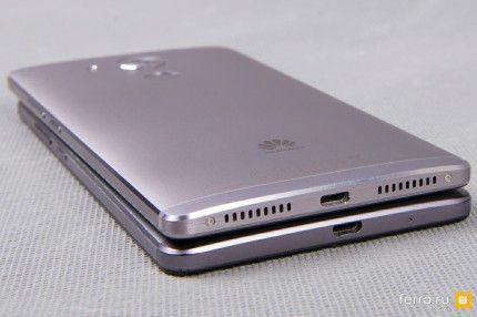 Huawei Mate 8 (сверху) и Mate 7 - нижняя грань