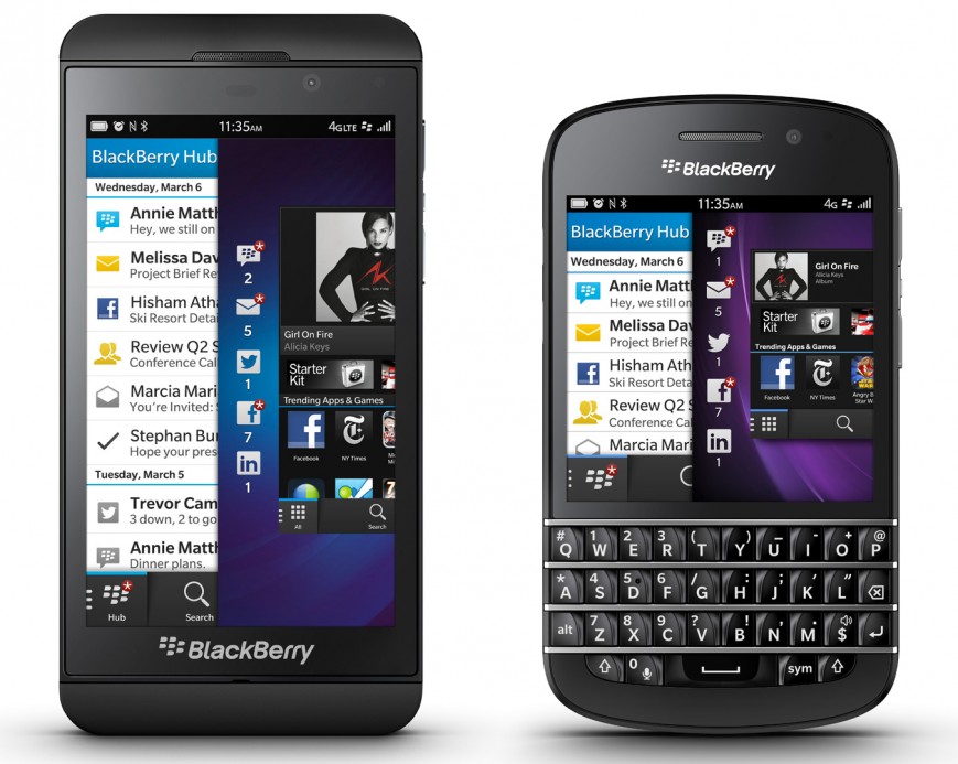 Смартфоны BlackBerry Z10 и Q10 — поздняя попытка конкурировать со смартфонами Apple и андроидофонами (2013 год)