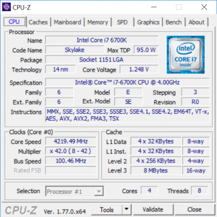 Характеристики Intel Core i7-6700K